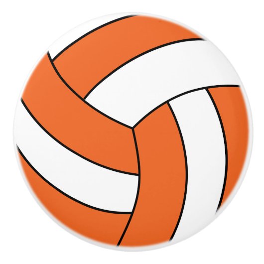 Oranje en witte volleybal keramische knop (Voorkant)