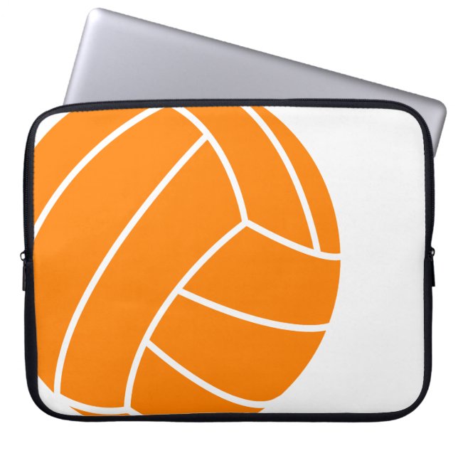 Oranje en witte volleybal laptop sleeve (Voorkant)