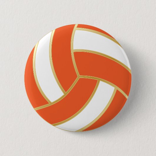 Oranje en witte volleybal ronde button 5,7 cm (Voorkant)