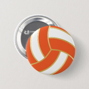 Oranje en witte volleybal ronde button 5,7 cm