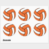 Oranje en witte volleybal ronde sticker (Vel)