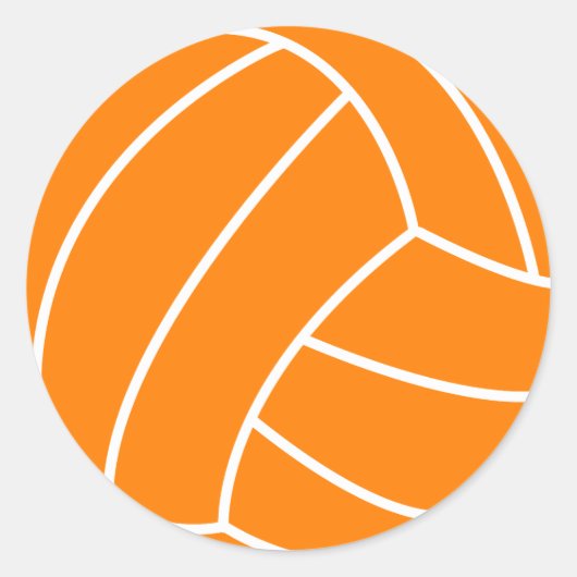 Oranje en witte volleybal ronde sticker (Voorkant)