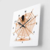 Oranje en witte wandklok van Halloween Spider Web (Hoek)