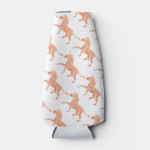 Oranje en witte zebra silhouet flesjeskoeler (Voorkant)