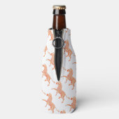 Oranje en witte zebra silhouet flesjeskoeler (Fles Achterkant)