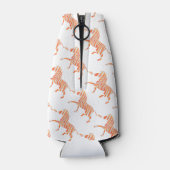 Oranje en witte zebra silhouet flesjeskoeler (Achterkant)