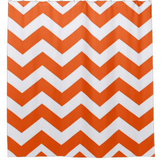 Oranje en witte zigags douchegordijn