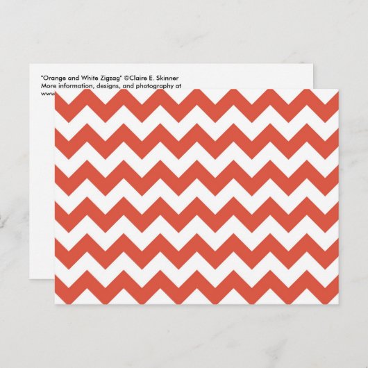 Oranje en witte zigzag briefkaart (Voorkant / Achterkant)