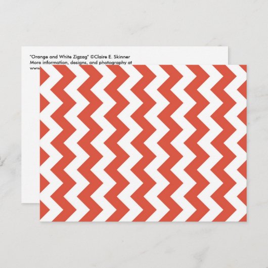Oranje en witte zigzag briefkaart (Voorkant / Achterkant)