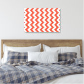 Oranje en witte zigzag canvas afdruk (Insitu (Slaapkamer))