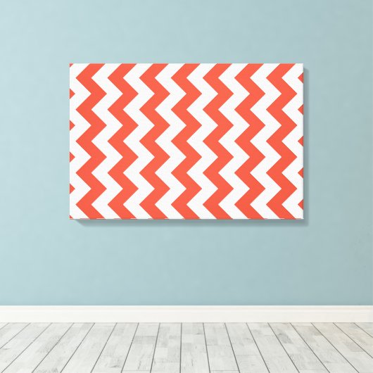 Oranje en witte zigzag canvas afdruk (Insitu (Houten vloer))