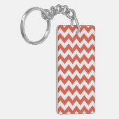 Oranje en witte zigzag sleutelhanger (Voorkant Links)