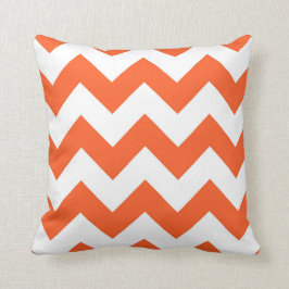 Oranje en witte zigzag Stripes Decoratief Kussen