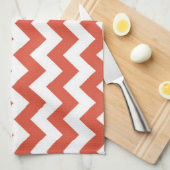 Oranje en witte zigzag theedoek (Quarter Fold)