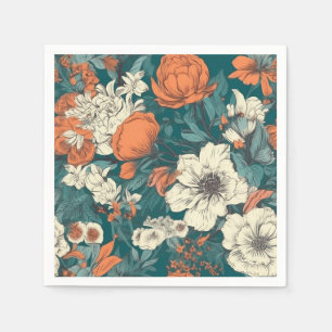 Oranje en witte zomerbloemen Napkins Servet