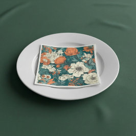 Oranje en witte zomerbloemen Napkins Servet