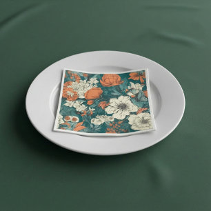 Oranje en witte zomerbloemen Napkins Servet