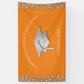 Oranje en Zilver Afstuderen Spandoek (Verticaal)