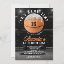 Oranje en zilveren Basketball Birthday