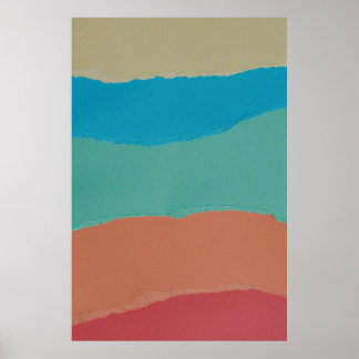 Oranje en zwart abstract schilderij poster