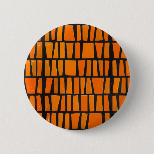 Oranje en zwart-afrikaans stammenpatroon ronde button 5,7 cm (Voorkant)
