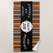 Oranje en zwart Afstuderen op school Strandlaken (Voorkant)