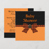 Oranje en zwart Baby shower Kaart (Voorkant / Achterkant)