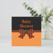 Oranje en zwart Baby shower Kaart (Staand voorkant)