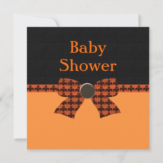 Oranje en zwart Baby shower Kaart (Voorkant)