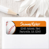 Oranje en zwart Baseball-adres Etiket (Insitu)