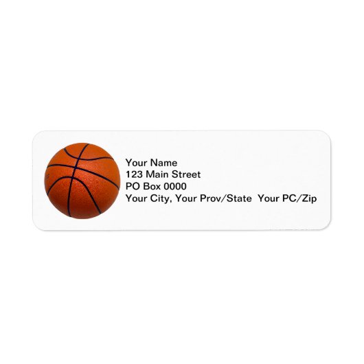 Oranje en zwart Basketball Etiket (Voorkant)