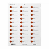 Oranje en zwart Basketball Etiket (Full Sheet)