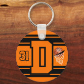 Oranje en zwart Basketball Letter en Number Sleutelhanger (Voorkant)
