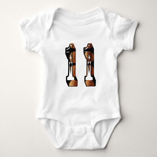 Oranje en zwart Basketball nummer 11, Romper (Voorkant)