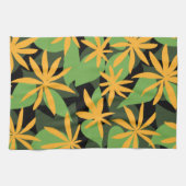 Oranje en zwart bloempatroon theedoek (Horizontaal)