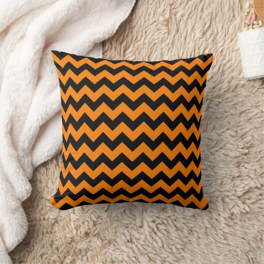 Oranje en zwart Chevron Pattern Kussen (Deken)