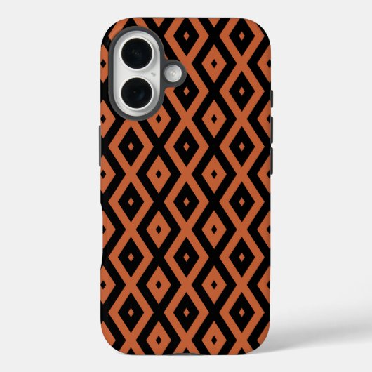 Oranje en zwart diamant patroon Case-Mate iPhone case (Achterkant)