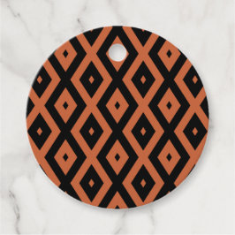 Oranje en zwart diamantpatroon bedankjes labels
