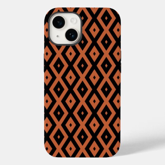 Oranje en zwart diamantpatroon Case-Mate iPhone case (Achterkant)