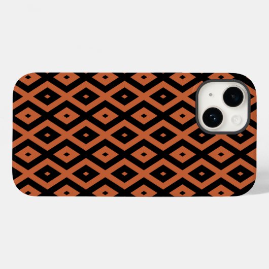 Oranje en zwart diamantpatroon Case-Mate iPhone case (Achterkant (horizontaal))
