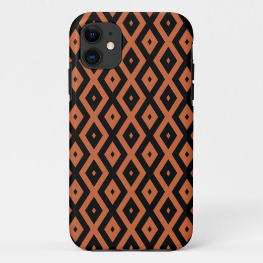 Oranje en zwart diamantpatroon Case-Mate iPhone case (Achterkant)