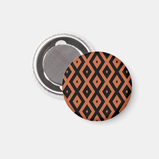 Oranje en zwart diamantpatroon magneet (Voorkant / Achterkant)