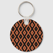 Oranje en zwart diamantpatroon sleutelhanger (Voorkant)