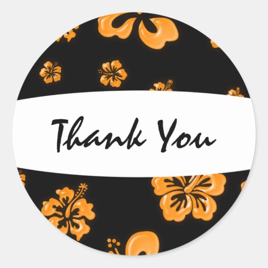 Oranje en zwart Elegant Hibiscus Floral Sticker (Voorkant)