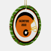 Oranje en zwart Football Helmet-kerstversiering Keramisch Ornament (Rechts)