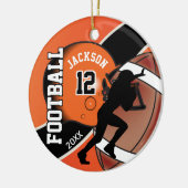 Oranje en zwart Football Player Keramisch Ornament (Links)