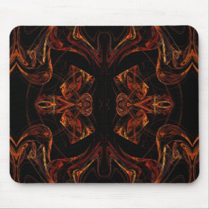Oranje en zwart fractal Mousepad Muismat