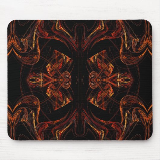 Oranje en zwart fractal Mousepad Muismat (Voorkant)
