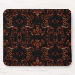 Oranje en zwart fractal Mousepad Muismat