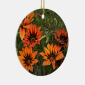 Oranje en zwart Gazanias Round Ornament (Rechts)